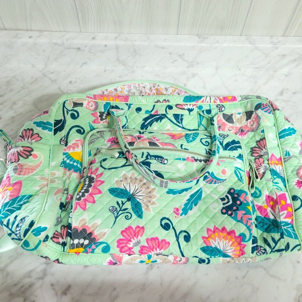 Vera Bradley Duffle Bag in Mint Flowers